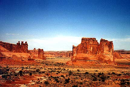Three Gossips, Sheep Rock, and Courhouse Towers in Arches NP